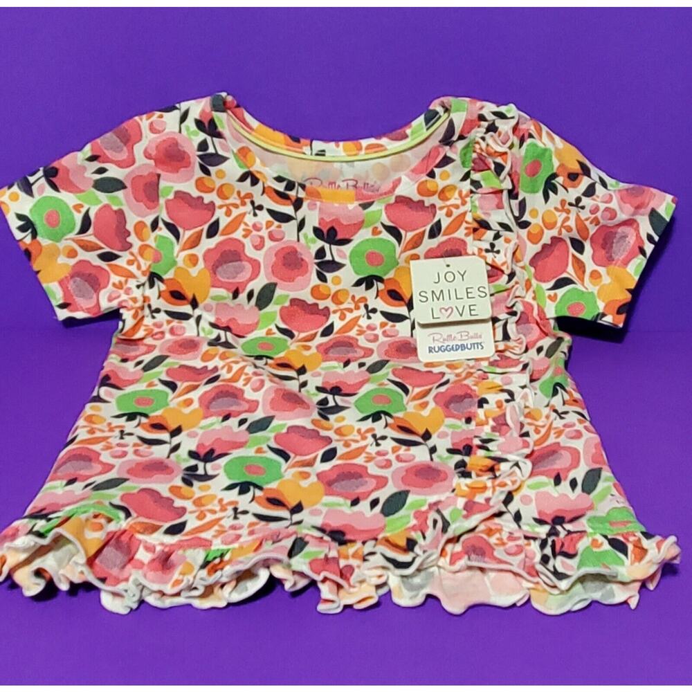 Ruffle Butts Ruggedbutts Girls Shirt‎ Top Size 5 Floral Pattern Ruffles NWT